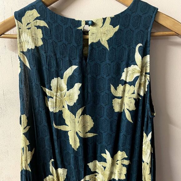 Vintage Caroline Wells Collection Dark Green & Beige Floral Maxi Dress Sz 8 EUC - Picture 6 of 9